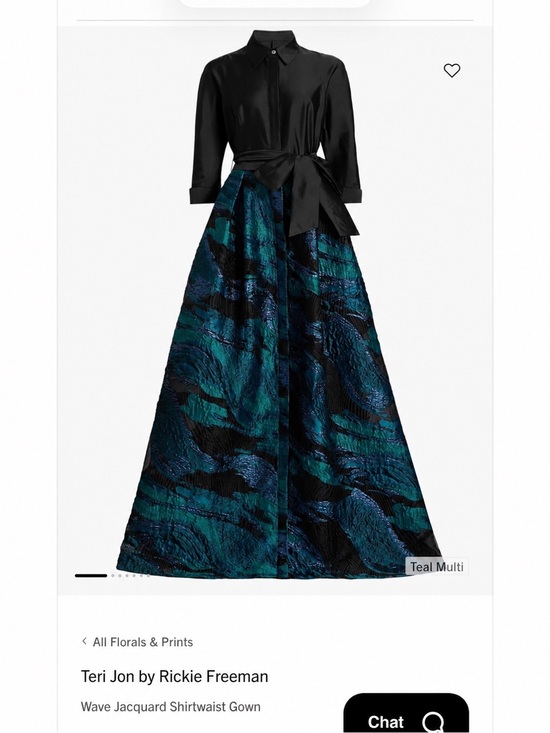 Rickie Freeman for Teri Jon Dresses & Skirts - Rickie Freeman for Teri Jon Teal Multi Wave Jacquard Shirtwaist Gown